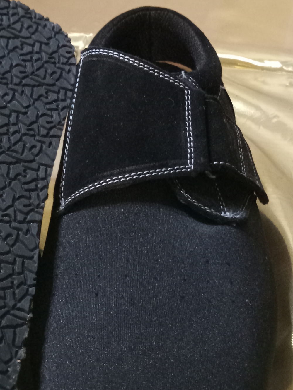 Black Slip-On Comfort Shoe with Hook-and-Loop Strap